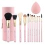 Z'OREYA Makeup Brush Set 12pcs Pink Synthetic Makeup Brushes Travel Set With Holder Makeup Brush Organizer Foundation Powder Contour Blush Eye Cosmeti