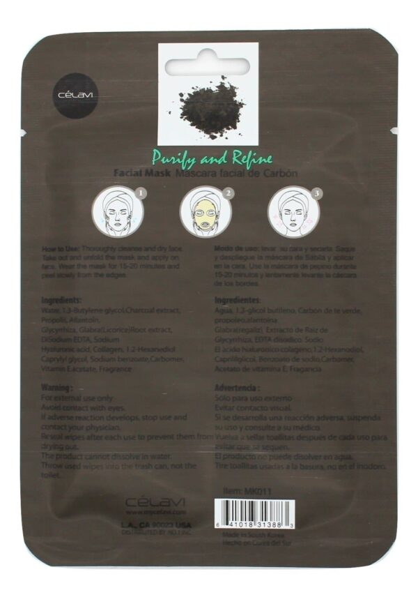 Celavi Essence Facial Mask Paper Sheet Korea Skin Care Moisturizing 12 Pack (Charcoal) - Image 2