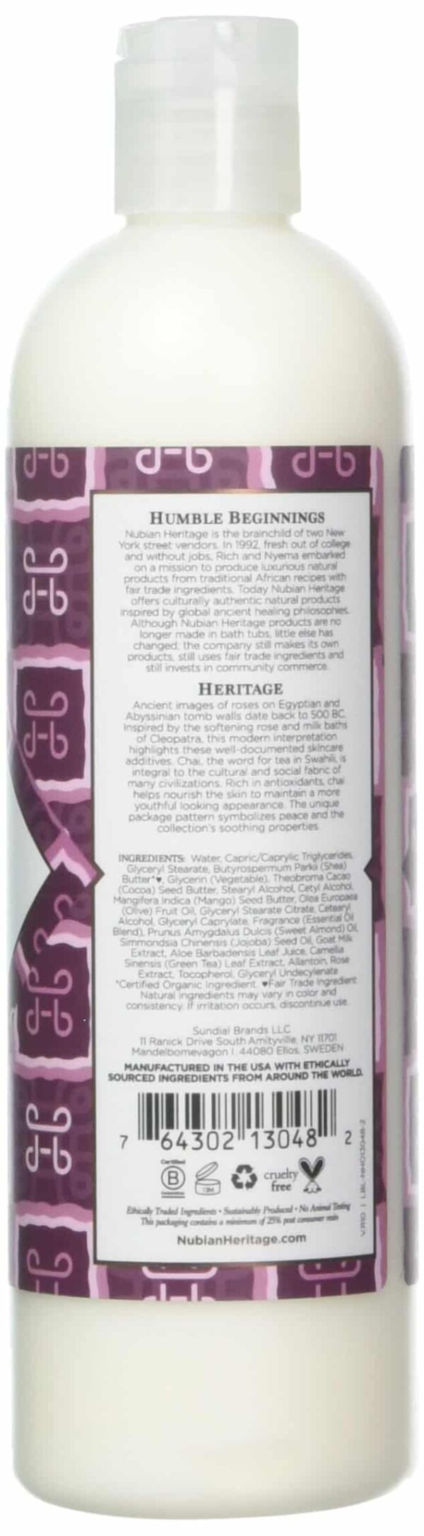 Body Lotion Goat's Milk & Chai Nubian Heritage 13 oz Lotion - Image 2