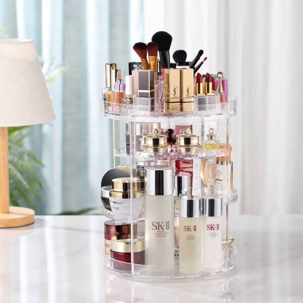AMEITECH Makeup Organizer, 360 Degree Rotating Adjustable Cosmetic Storage Display Case with 8 Layers Large Capacity, Fits Jewelry, Makeup Brushes, Li - Image 6