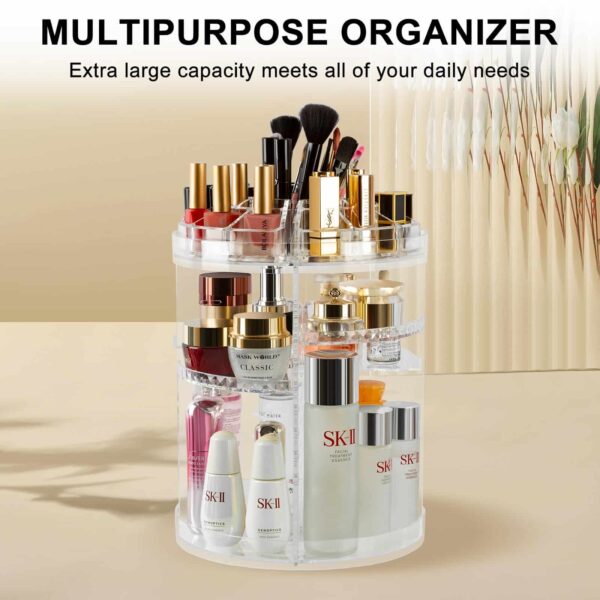AMEITECH Makeup Organizer, 360 Degree Rotating Adjustable Cosmetic Storage Display Case with 8 Layers Large Capacity, Fits Jewelry, Makeup Brushes, Li - Image 5