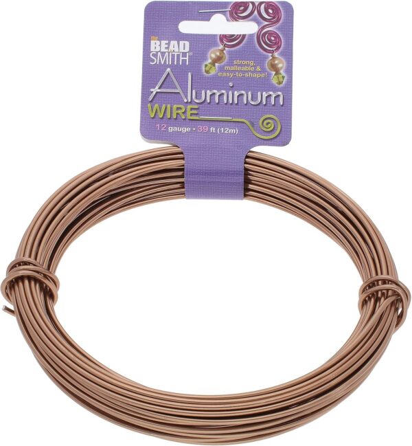 The Beadsmith Anodized Aluminum Wire ? 12 Gauge ? 39 feet ? Copper Color ? Bendable Craft Wire Used to Jewelry Making, Wire Wrapping, Sculpting, Flora