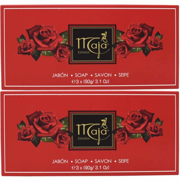Maja Soap Sets Rectangle (3 x 3.1 Oz. Each) 18.6 Oz Total-2-PACKS(Sets) of 3 Soaps- - Jabon Perfumado