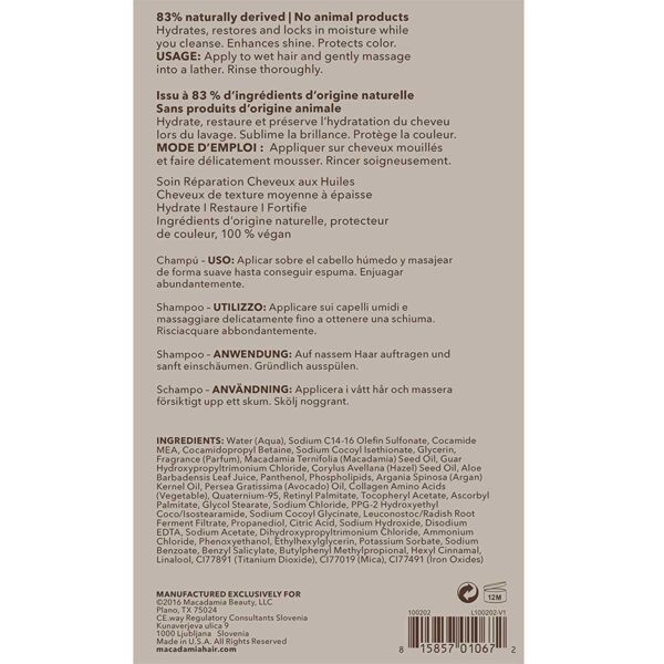Nourishing Repair Shampoo 33.8oz Macadamia Professional Macadamia Oil and Argan Oil for Hydration, Shine, and Color Protection - Image 4