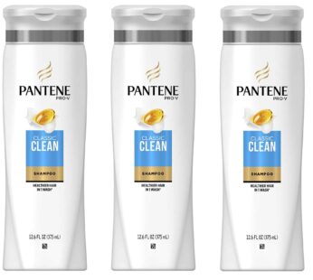 Pantene Pro-V Classic Clean Shampoo, 12.6 fl oz (Pack of 3) (Packaging May Vary)