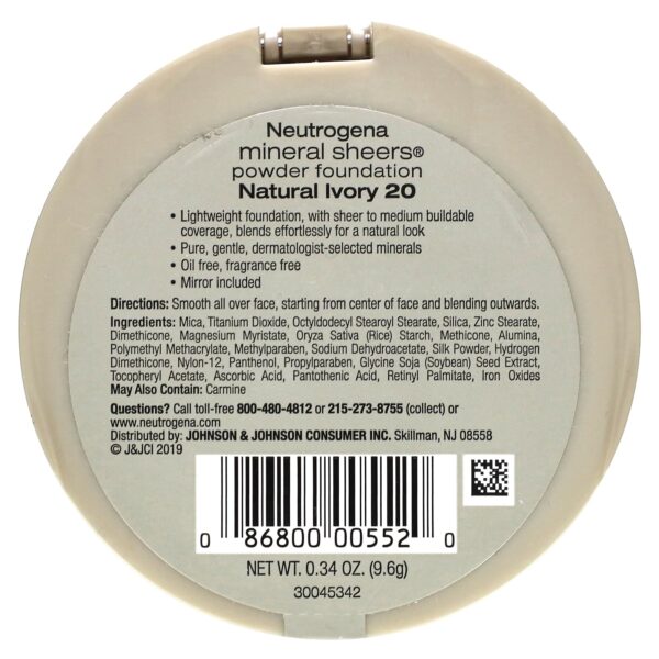 Neutrogena Mineral Sheers Powder Foundation, Natural Ivory 20, 0.34 Ounce - Image 2