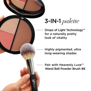 IT Cosmetics Your Most Beautiful You Anti-Aging Matte Bronzer, Radiance Luminizer & Brightening Blush Palette - With Hydrolyzed Collagen, Silk & Pepti - Image 3