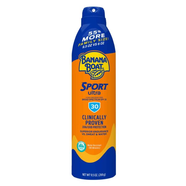 Banana Boat Sport Ultra SPF 30 Sunscreen Spray, 9.5oz | Banana Boat Sunscreen Spray SPF 30, Oxybenzone Free Sunscreen, Spray On Sunscreen, Water Resis