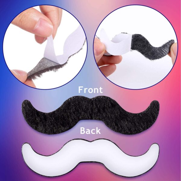 Whaline 48 Piece Self Adhesive Fake Mustache Set Novelty Mustaches for Costume and Halloween Festival Party - Image 3