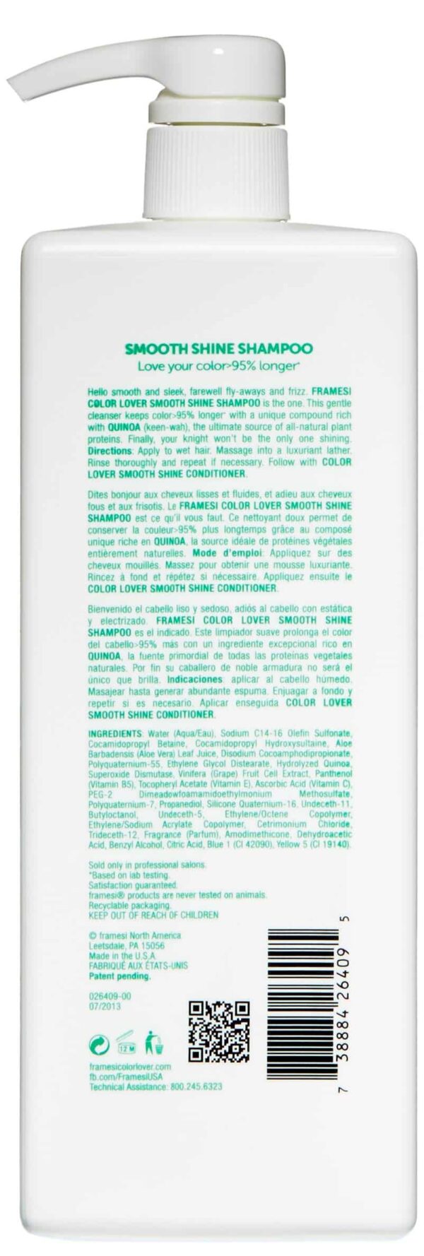 Framesi Color Lover, Smooth Shine Shampoo, 33.8 fl oz - Image 2