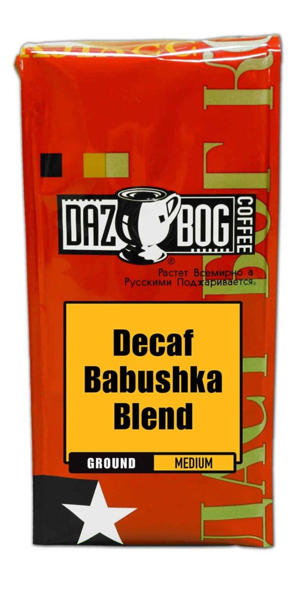 Dazbog Coffee | Decaf Babushka Blend | Ground | 11 oz. | Grandma's Coffee | Medium Roast Blend | Full-Bodied Coffee | Smooth, Clean Finish | Vacuum Se