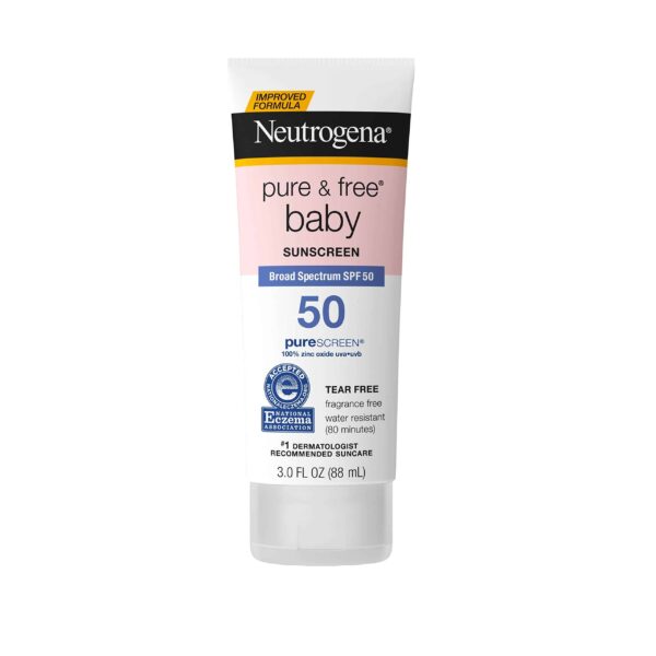 Neutrogena Pure & Free Baby Mineral Sunscreen Lotion with Broad Spectrum SPF 50 & Zinc Oxide, Water-Resistant, Hypoallergenic & Tear-Free Baby Sunscre - Image 9