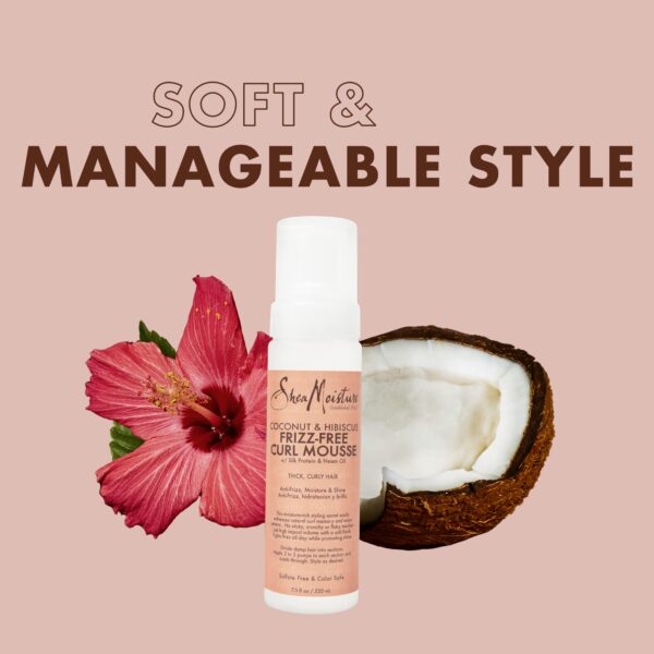 Shea Moisture Curly Hair Products, Coconut & Hibiscus Bundle Includes Frizz Free Curl Mousse 7.5 Fl Oz, Curl Enhancing Smoothie 12 Oz, Hold & Shine Mo - Image 6