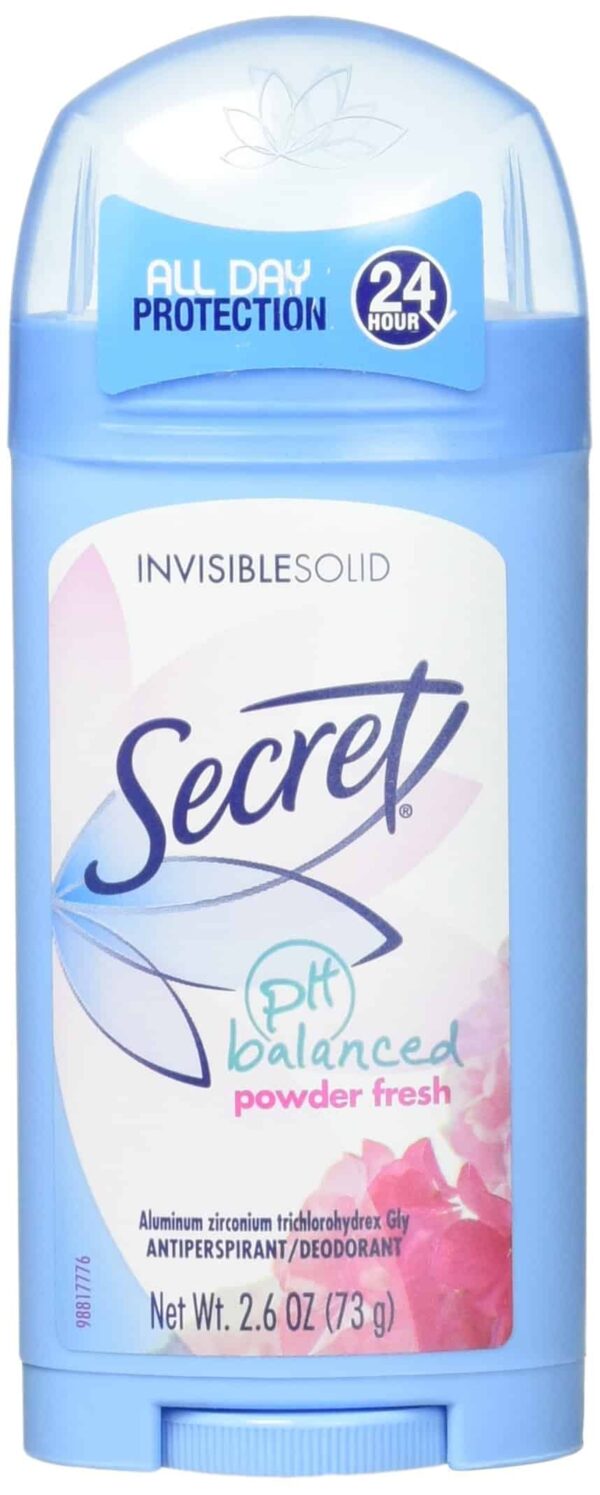 Secret Invisible Solid Antiperspirant Deodorant, Powder, 2.6 Ounce (Pack of 2)