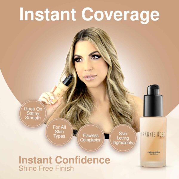 Frankie Rose Cosmetics Matte Perfection Foundation Makeup ? Long-Lasting, Hydrating Foundation for Semi-Matte Finish - Foundation Full Coverage for Al - Image 3
