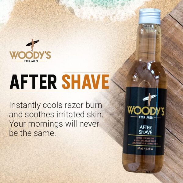 Woody's Aftershave, Soothing Post-Shave Tonic for Men With Aloe Vera, Calendula, Chamomile, and Monoi Oils, 6.3 Fl Oz - Image 2