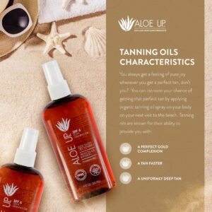 Aloe Up Light Tanning Oil With SPF 6 Sunscreen - Body and Face Tanning Oil for Outdoor Sun - With Pure Aloe Vera Oil and Natural Oils - Absorbs Quickl - Image 5