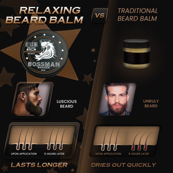 Bossman Relaxing Beard Balm - Beard Tamer, Relaxer, Thickener and Softener Cream - Beard Care Product - Made in USA (Stagecoach Scent) - Image 7