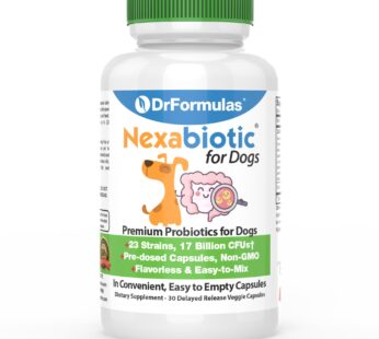DrFormulas Probiotics for Dogs & Puppies Pets Diarrhea Treatment | Flavorless, Pre-dosed, 23 Premium Nexabiotic Probiotic for Pets with Saccharomyces