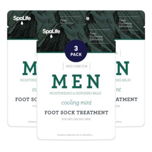 Spa Life Men's Cooling Mint Foot Repair Balm and Moisturizing Socks Set - Revitalizing Hydrating Foot Mask for Soothing Tired, Achy Feet and Softening - Image 1