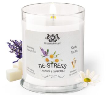 Lavender & Chamomile Aromatherapy Deodorizing Soy Candle For Pets, Pet Odor Eliminator & Animal Lover Gift – 6 OZ (170 g)