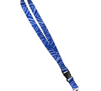 Animal Print Lanyard – Satin Cute Key Lanyard, ID Badge Holder ? 3/4 Inch, Zebra Blue Print