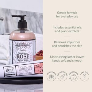 Archipelago Botanicals Charcoal Rose Liquid Hand Soap, Moisturizing Daily Hand Wash with Soap Pump, Kitchen or Bathroom Hand Soap, 17.0 Fl. Oz. - Image 3