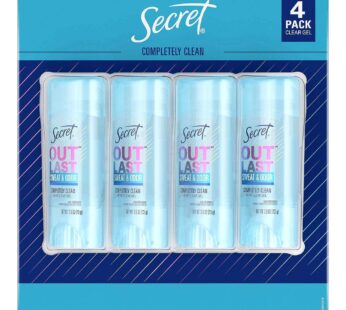 Secret Outlast Anti-Perspirant Deodorant Clear Gel Completely Clean – 2.7 oz, Pack of 4