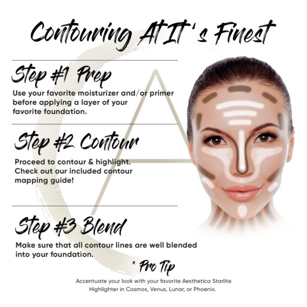 Aesthetica Cosmetics Contour and Highlighting Powder Foundation Palette/Contouring Makeup Kit; Easy-to-Follow, Step-by-Step Instructions Included - Image 5