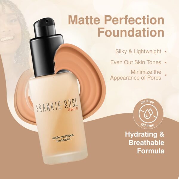 Frankie Rose Cosmetics Matte Perfection Foundation Makeup ? Long-Lasting, Hydrating Foundation for Semi-Matte Finish - Foundation Full Coverage for Al - Image 5