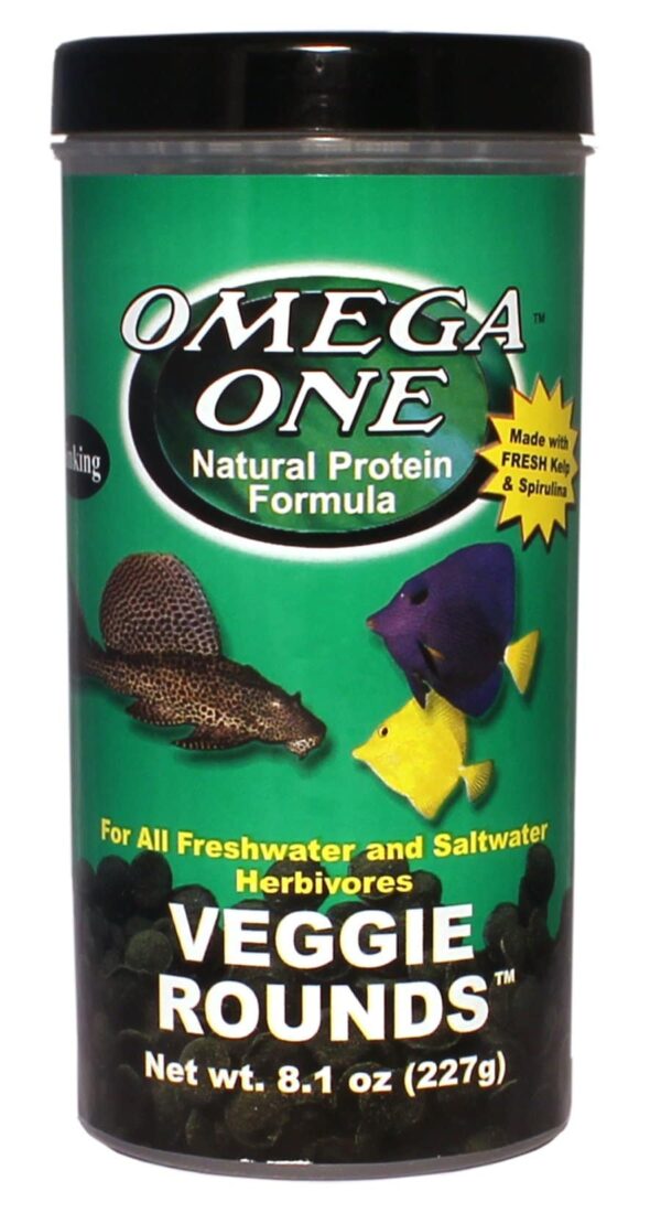 Omega One Veggie Rounds, 14mm Rounds, Sinking, 8 Oz Container