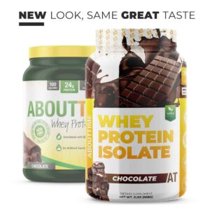 About Time Whey Protein Isolate Chocolate 2lb - 25g Protein, Non-GMO, 0g Fat, 0g Sugars, No Artificial Sweeteners, 32 Servings - Image 5