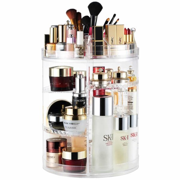 AMEITECH Makeup Organizer, 360 Degree Rotating Adjustable Cosmetic Storage Display Case with 8 Layers Large Capacity, Fits Jewelry, Makeup Brushes, Li
