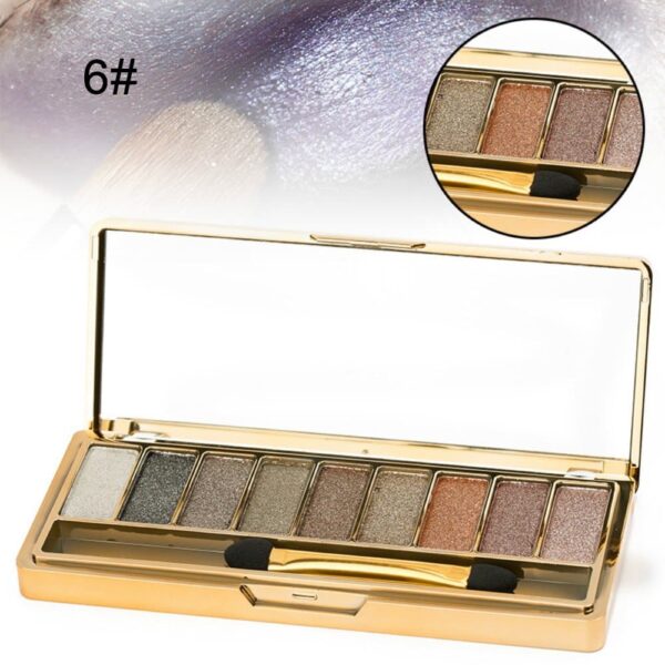 Sparkle Eyeshadow Palette&9 Colors Shimmer Makeup Palette & Cosmetic Brush Set &Gold Glitter, Highly Shining Pigmented Diamond &9 Color Eyeshadow 6# ( - Image 7