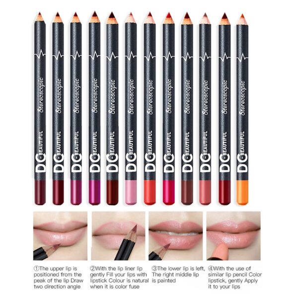 DC-BEAUTIFUL 12Pcs Lot Set 12 Colors Lip Liner Pencil Waterproof Non-marking Matt Velvet Lipstick Pen, Professional Long Lasting Lipliner Set with Sha - Image 5