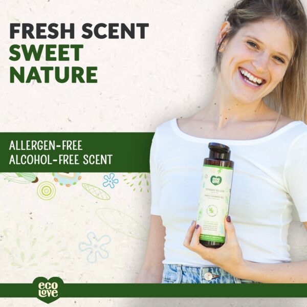 ecoLove - Natural Moisturizing Body Wash for Dry Skin - With Organic Cucumber - No SLS or Parabens - Vegan and Cruelty-Free Shower Gel, 17.6 oz - Image 3
