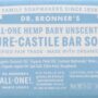Dr. Bronners Castile Baby Unscented Bar Soap, 5 OZ
