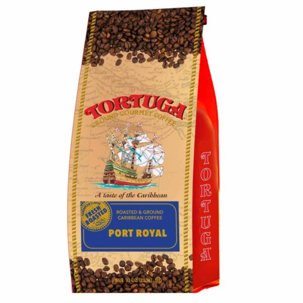 TORTUGA Caribbean Port Royal Jamaican Blue Mountain Flavored Coffee- Roasted and Ground Coffee 10oz - The Perfect Premium Gourmet Gift for Gift Basket