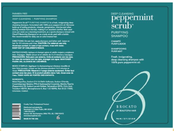 Brocato Peppermint Scrub Purifying Shampoo: Lightweight with Pure Peppermint Oil, Ideal for Oily to Normal Hair Types - Sulfate & Paraben Free, 10oz - Image 2