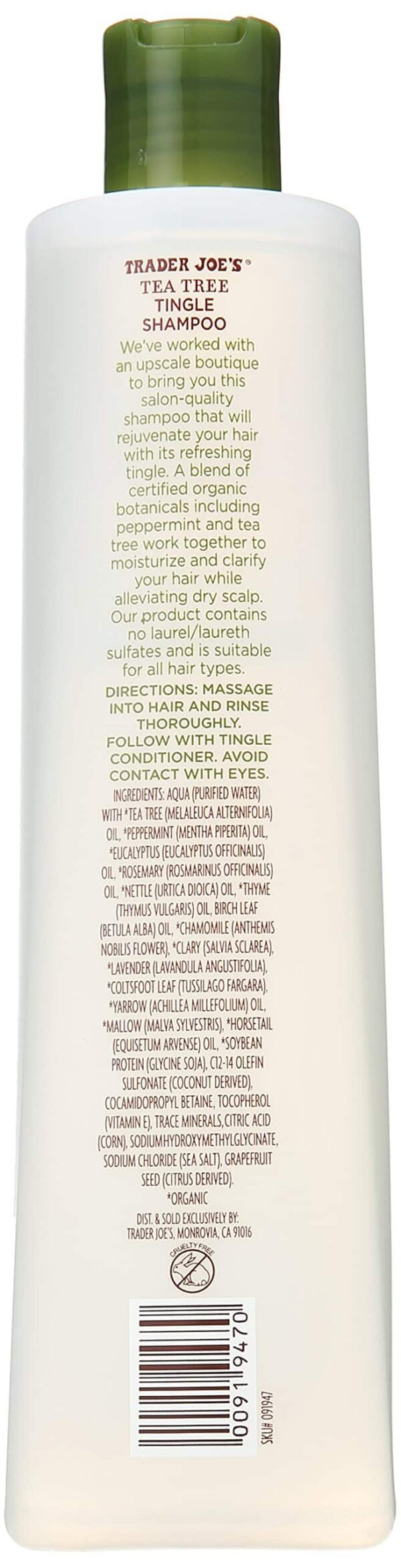 Trader Joes Tea Tree Tingle Shampoo with Peppermint, Tea Tree and Eucalyptus Botanicals (Pack of 2) - Image 2