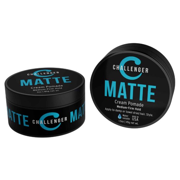 Challenger Matte Cream Pomade Combo | Natural, Shine Free Styling Product | Medium Firm All-Day Hold | Travel Friendly Water Based Hair Gel | For All