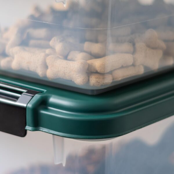 IRIS USA 30 lbs & 11 lbs Combo Airtight Dog Food Storage Container, Stackable Treat Box, 2-Cup Scoop, Wheels, Keep Fresh, Easy Mobility, Green - Image 8