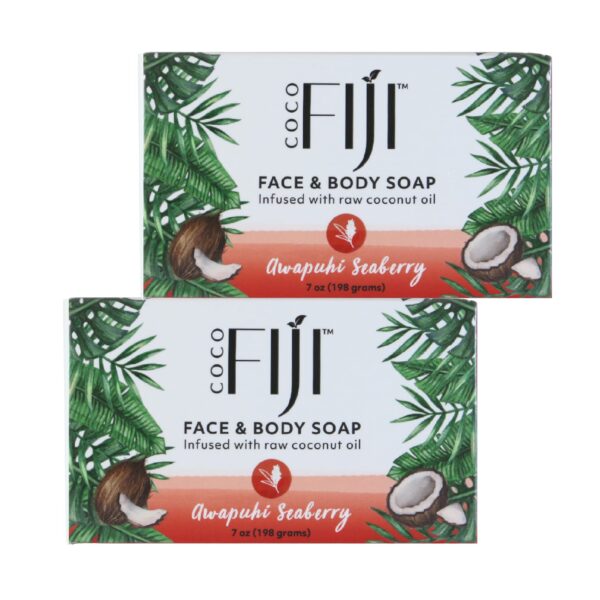 "Coco Fiji Soap Bar for Face and Body Infused With Organic Coconut Oil, Awapuhi Seaberry, Essential Oil, Natural Soap for Moisturizing & Pore Purifyin