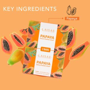 LAISAE Papaya Brightening Soap, Glowing Skin & Hydrating Face Moisturizer with Niacinamide, Shea Butter and Aloe Vera, Even Skin Tone Body Cleansing B - Image 2