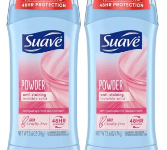Suave Deodorant 2.6 Ounce 24Hr Powder Invisible Solid (76ml) (2 Pack)