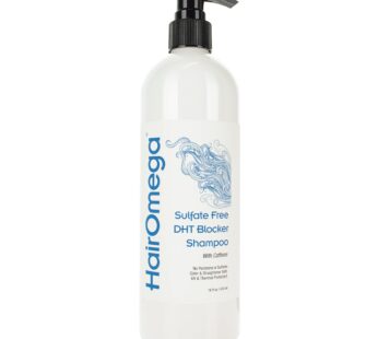 DrFormulas HairOmega DHT Blocker Shampoo Sulfate Free Shampoo – with Moroccan Argan Oil, Tea Tree Oil, Caffeine, Biotin for Hair Growth, 16 oz