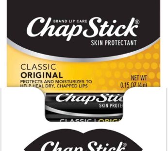 ChapStick Classic (1 Box of 12 Sticks, 12 Total Sticks, Original Flavor) Skin Protectant Flavored Lip Balm Tube, 0.15 Ounce Each, 12 Count (Pack of 1)