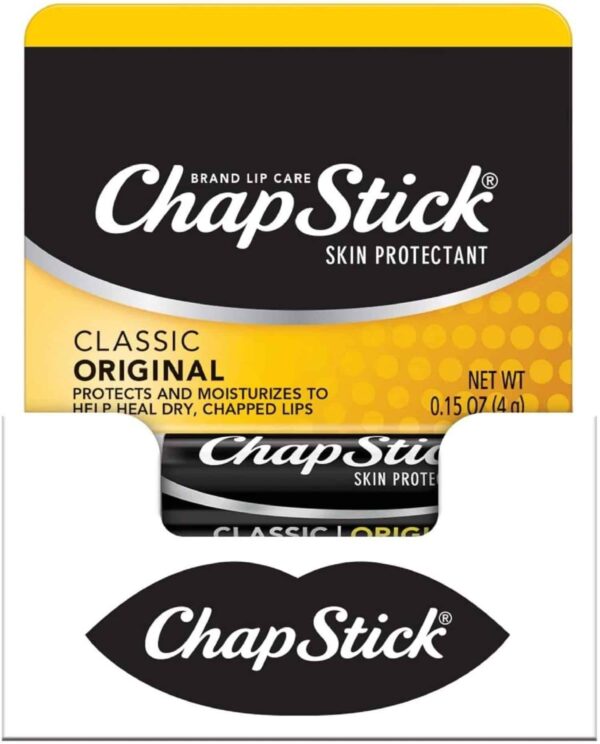 ChapStick Classic (1 Box of 12 Sticks, 12 Total Sticks, Original Flavor) Skin Protectant Flavored Lip Balm Tube, 0.15 Ounce Each, 12 Count (Pack of 1)
