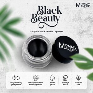 Mommy Makeup Stay Put Gel Eyeliner with Semi-Permanent Micropigments, Black Beauty, Pure Black - Image 2