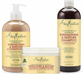 SheaMoisture Curly Hair Product Bundle Shampoo 16 Fl Oz, Conditioner 13 Fl Oz, Leave in Conditioner 11.5 Oz, Jamaican Black Castor Oil for Healthy Hai
